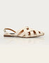 Criss Cross Cream Flat Sandals with Overlapping Straps – Essence by Rubina